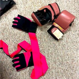 Pink and Black Boxing Gloves